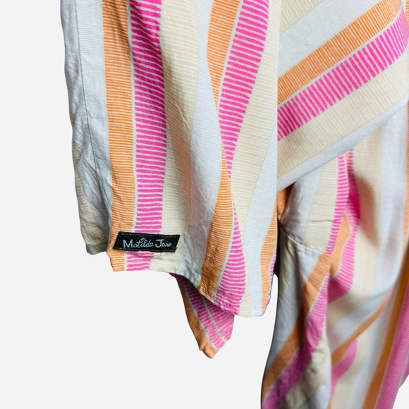 Matilda Jane Take A Chance Sleeveless Striped Jumpsuit Wide Leg Cropped Size S - Picture 6 of 10